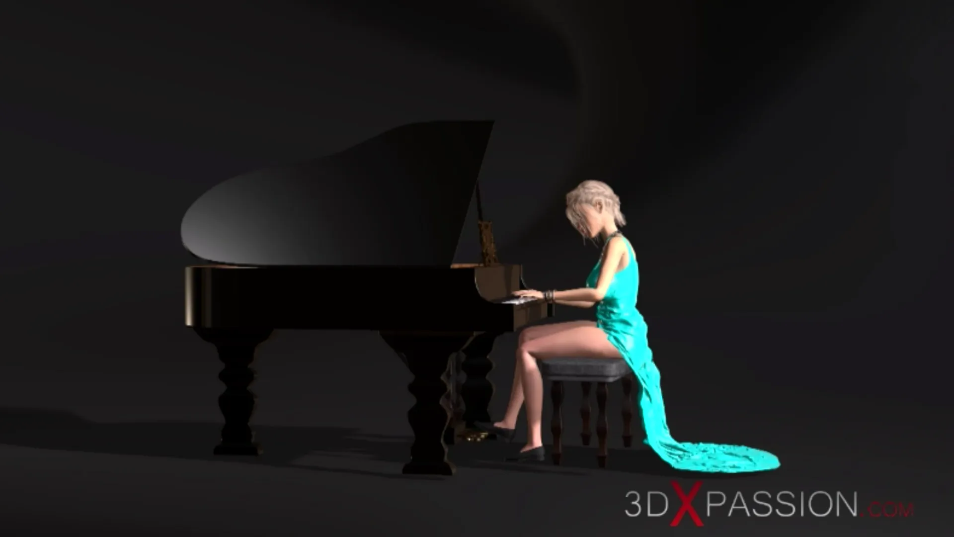 beautiful woman playing the piano